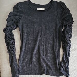 Women's Grey Ruched Sleeve Top